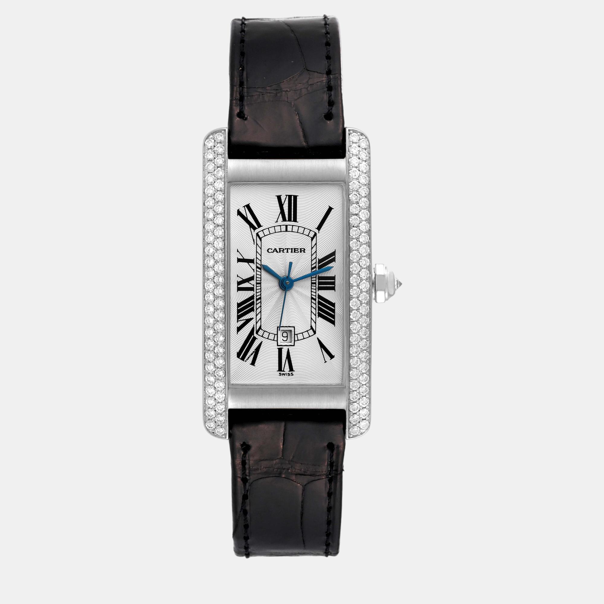 

Cartier Tank Americaine White Gold Diamond Ladies Watch 23 mm, Silver