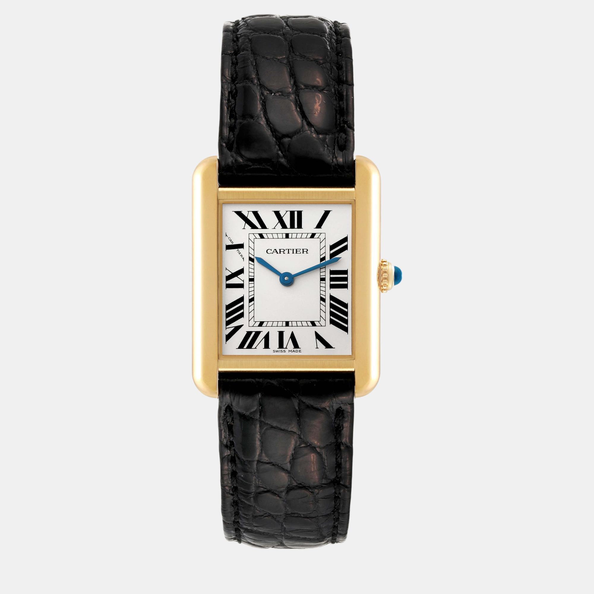 

Cartier Tank Solo Small Yellow Gold Steel Ladies Watch 23 mm, Silver