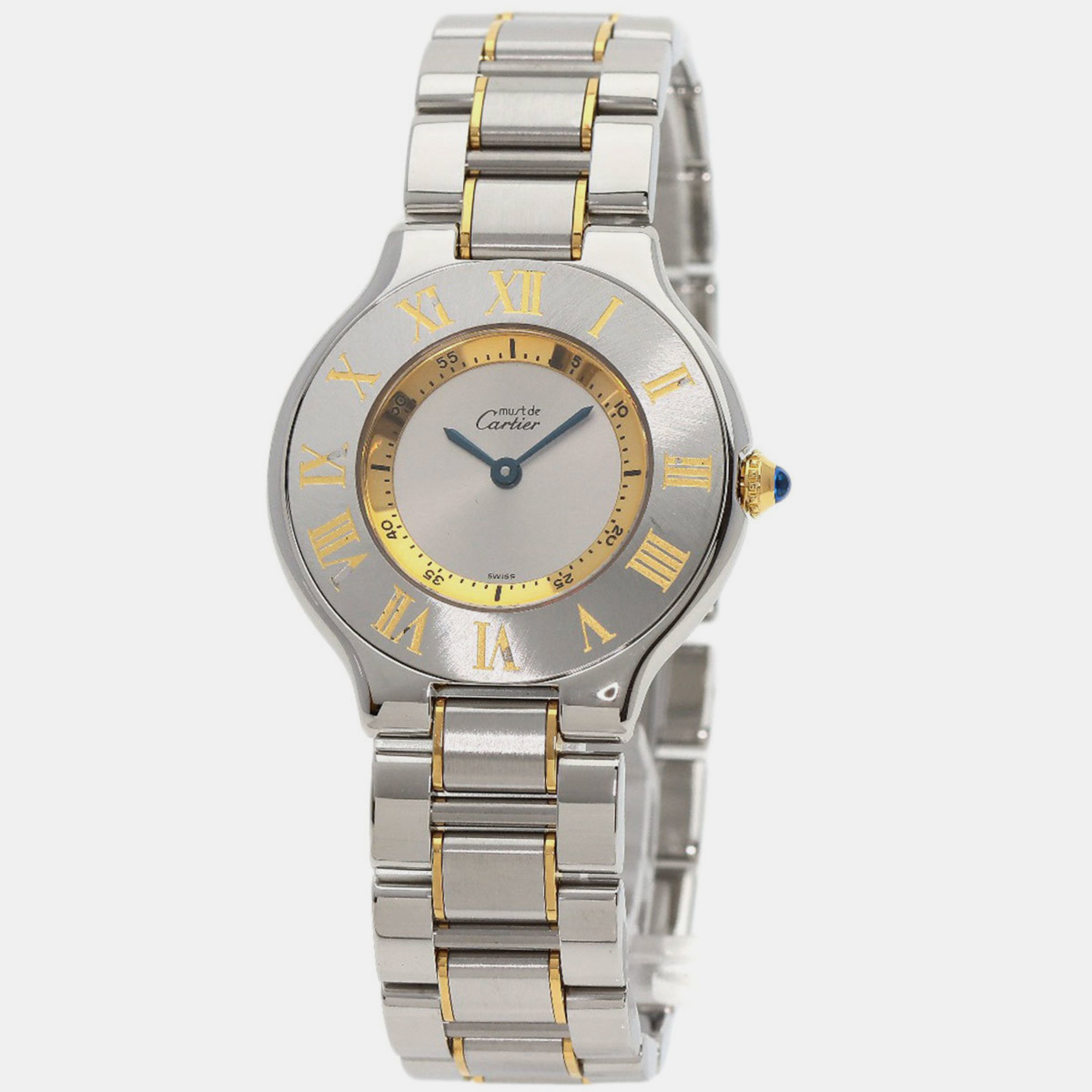 

Cartier Silver Gold Plated Stainless Steel Must 21 de Cartier W10073R6 Quartz Women's Wristwatch 31 mm