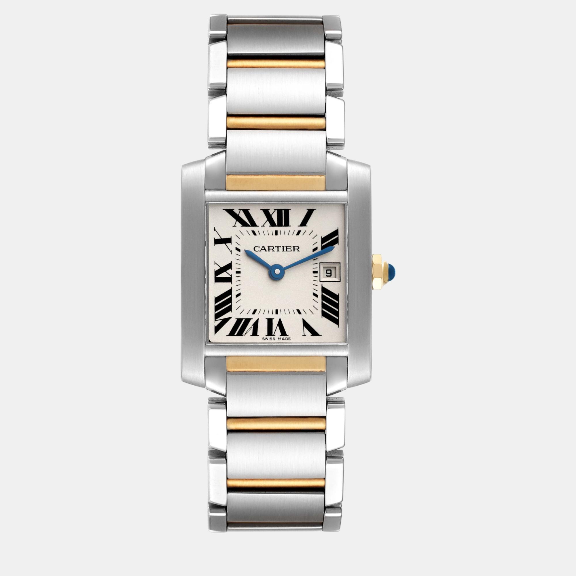 

Cartier Tank Francaise Midsize Steel Yellow Gold Ladies Watch 25 mm, Silver