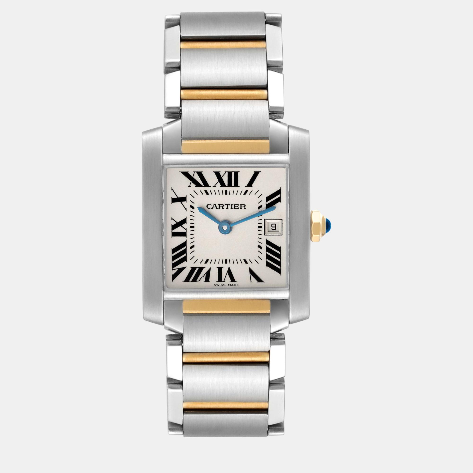 

Cartier Tank Francaise Midsize Steel Yellow Gold Ladies Watch 25 mm, Silver