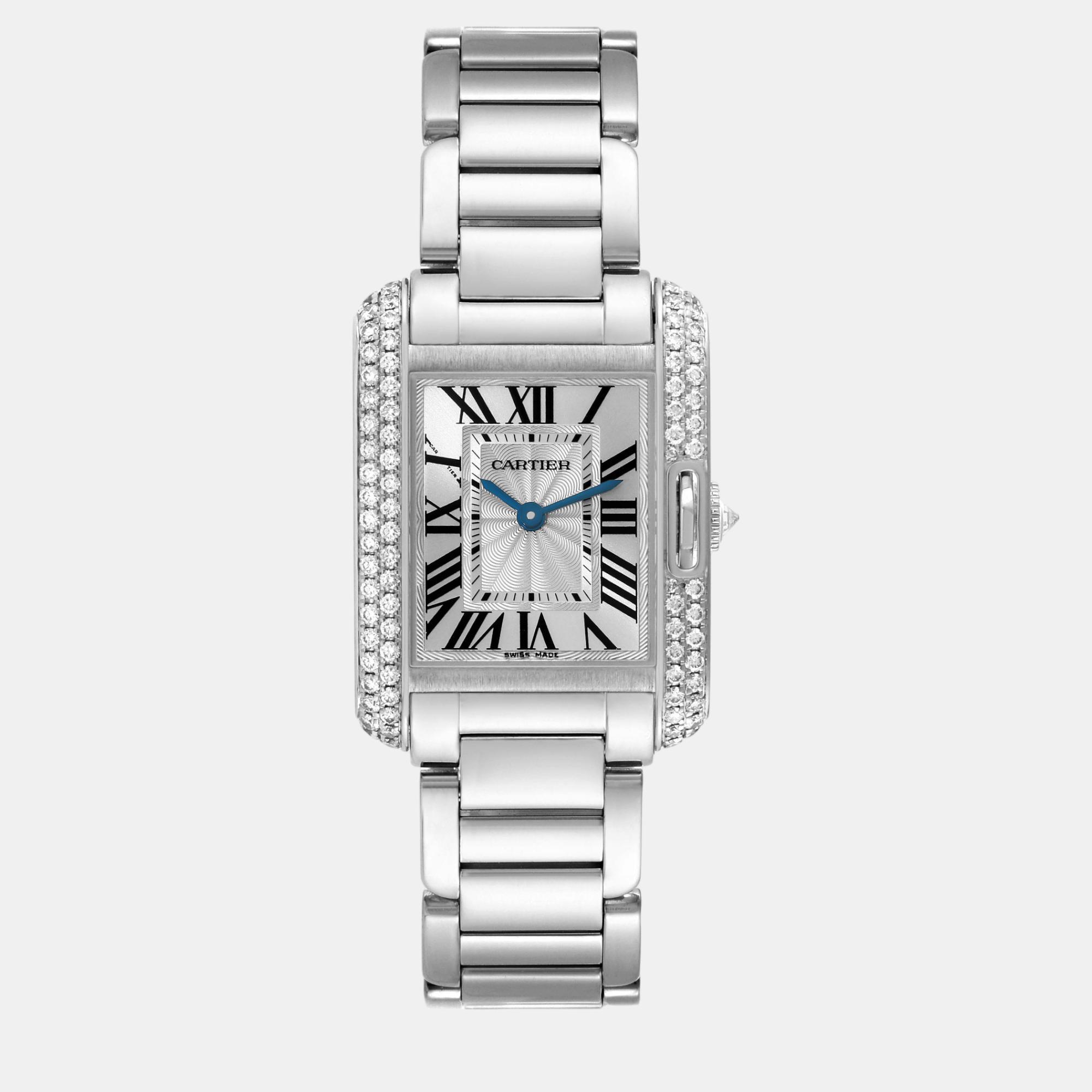 

Cartier Tank Anglaise White Gold Diamond Ladies Watch 22.7 mm, Silver