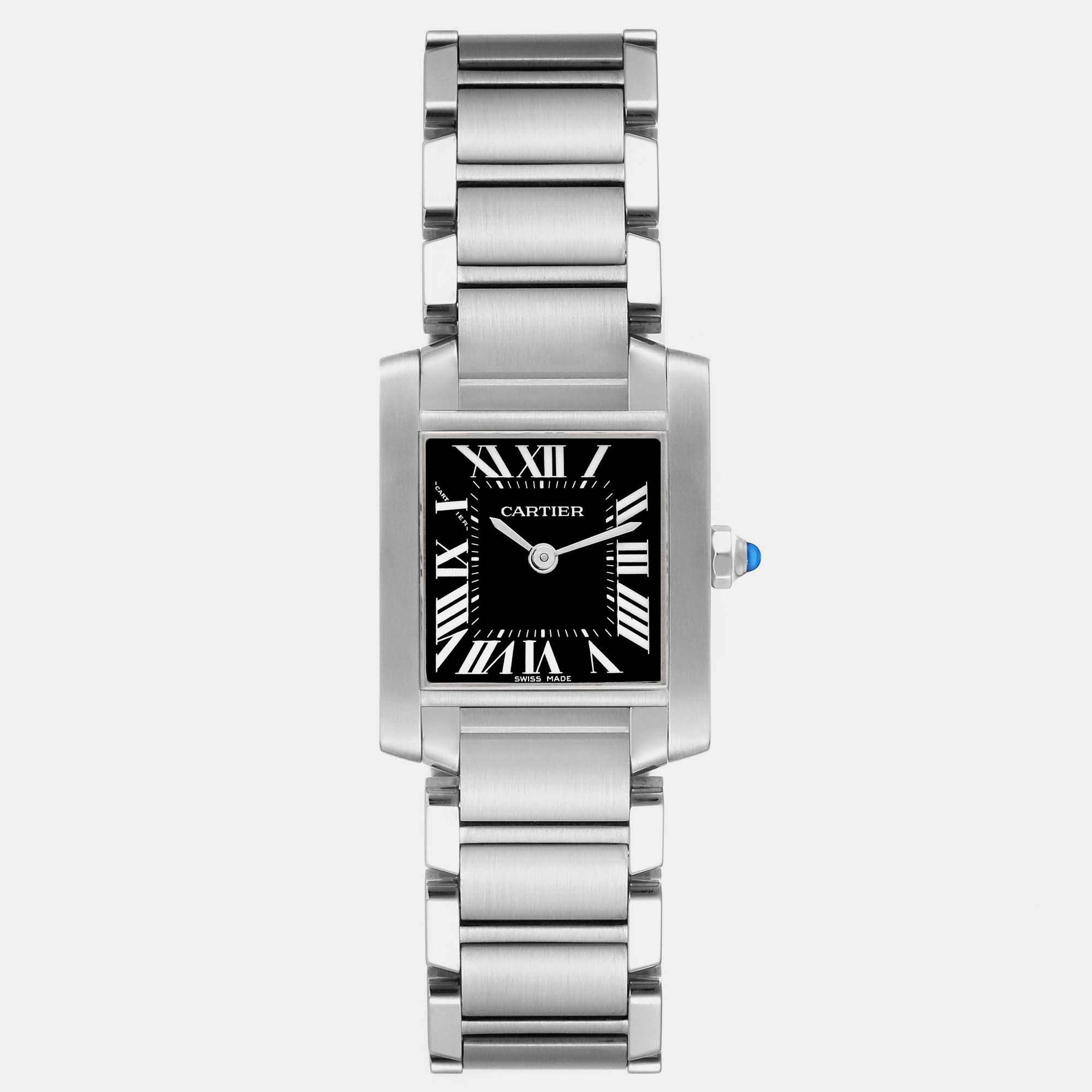 

Cartier Tank Francaise Black Dial Steel Ladies Watch 20 mm