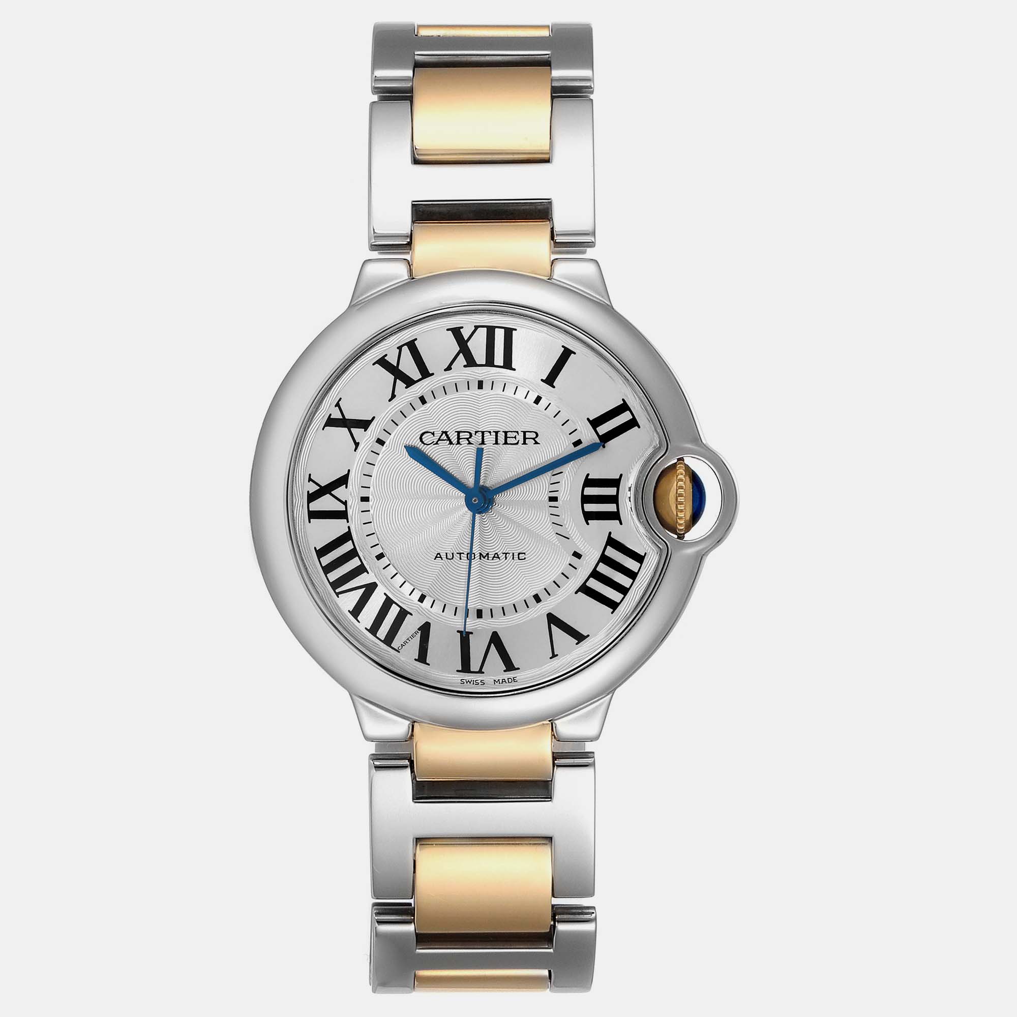 

Cartier Ballon Bleu Midsize Steel Yellow Gold Ladies Watch 36.6 mm, Silver