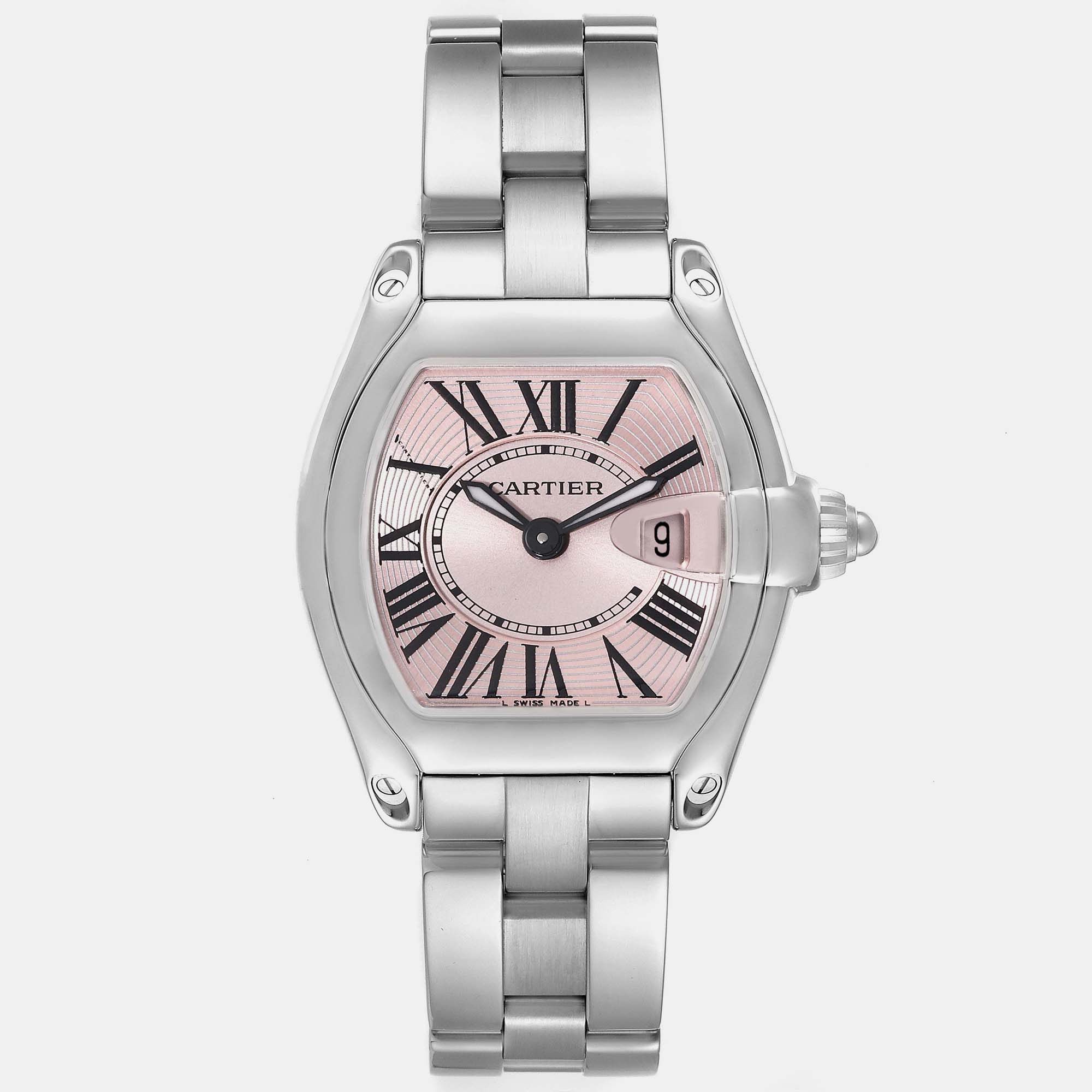 

Cartier Roadster Small Pink Dial Steel Ladies Watch 30 mm