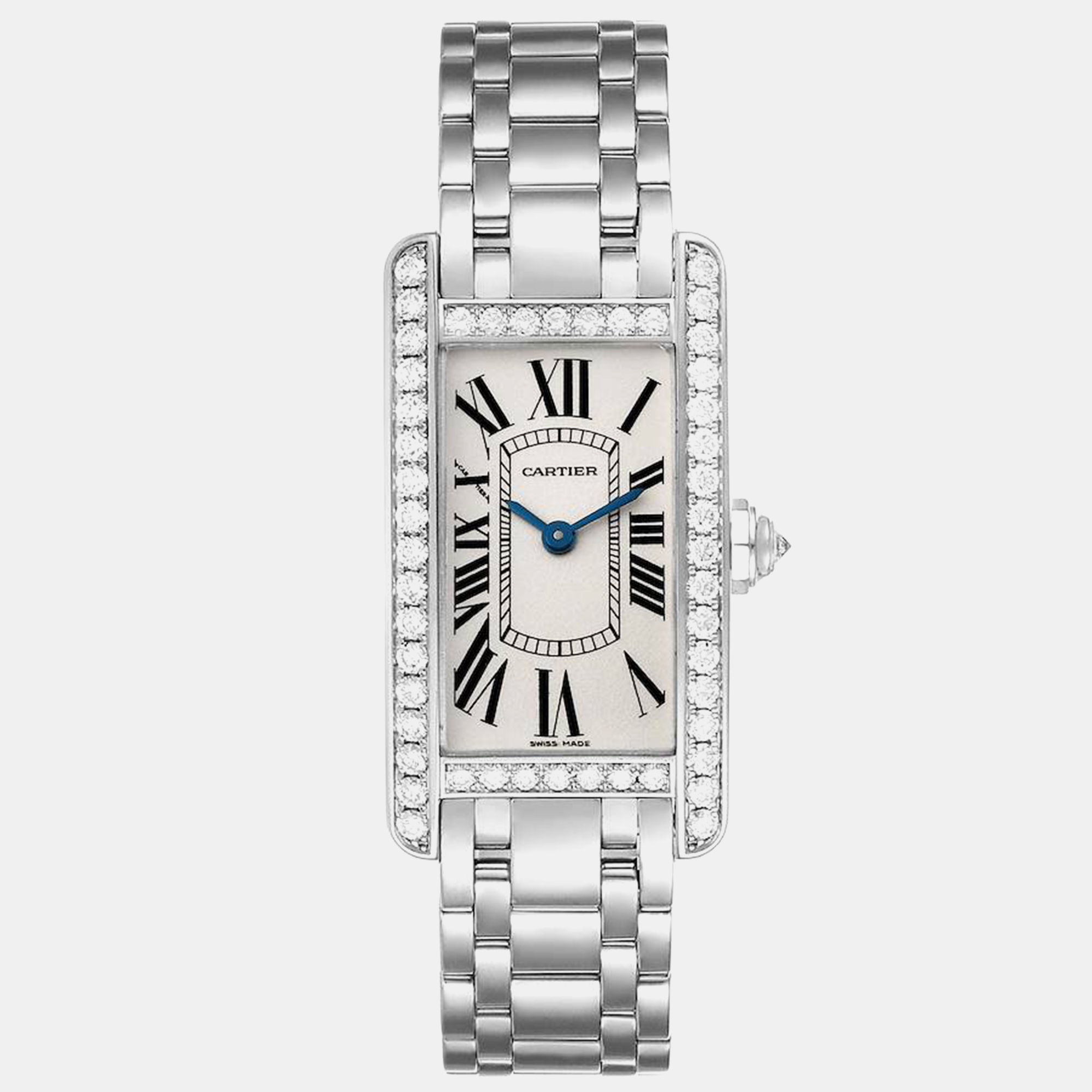 

Cartier Tank Americaine White Gold Diamond Ladies Watch 19 mm, Silver