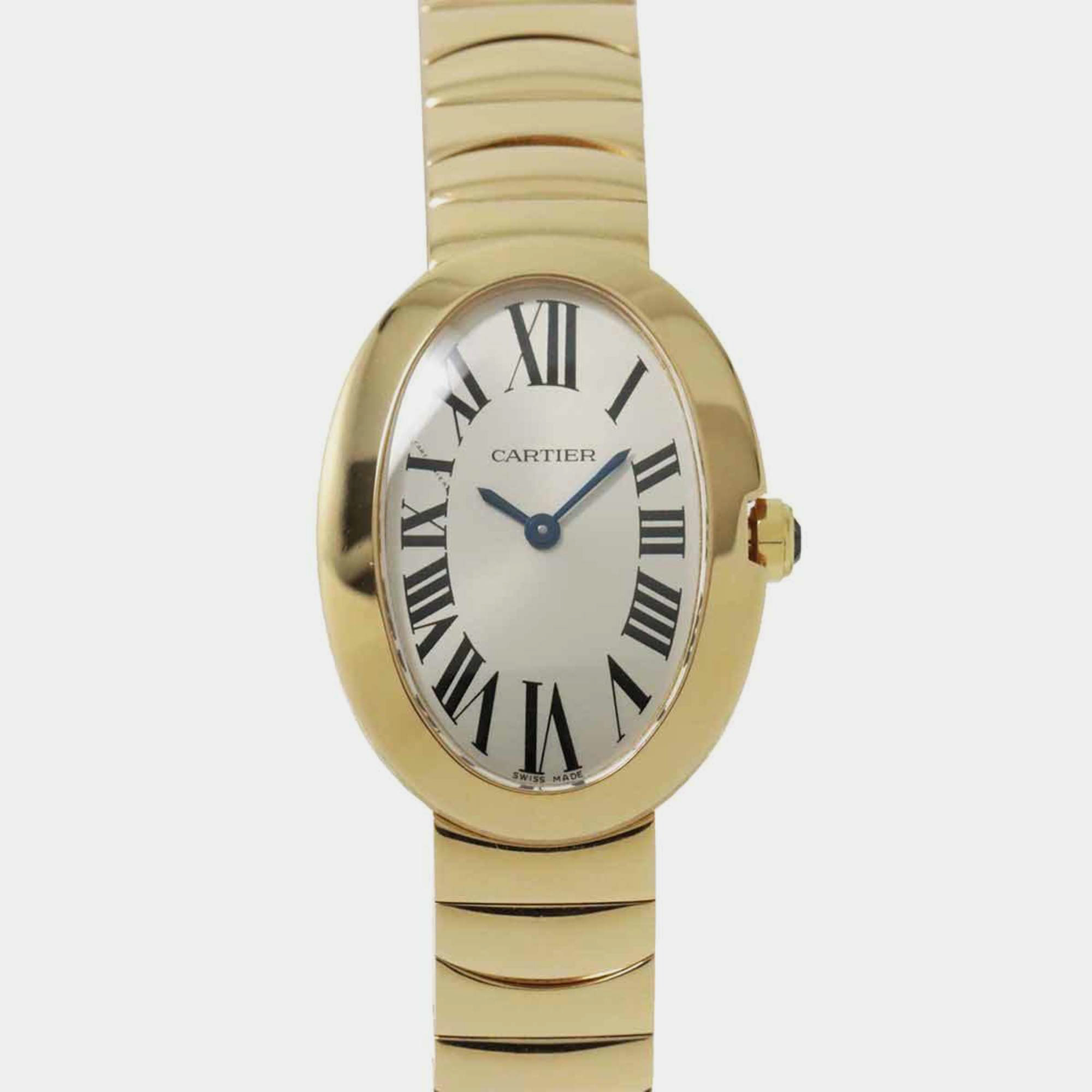 

Cartier Silver 18k Yellow Gold Baignoire Quartz Women's Wristwatch 23 mm