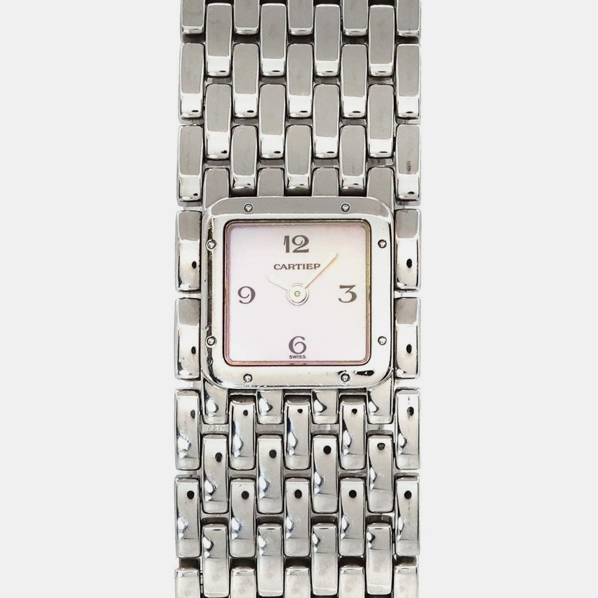 

Cartier Pink Shell Stainless Steel Panthere Ruban W61003T9 Quartz Women's Wristwatch 21 mm
