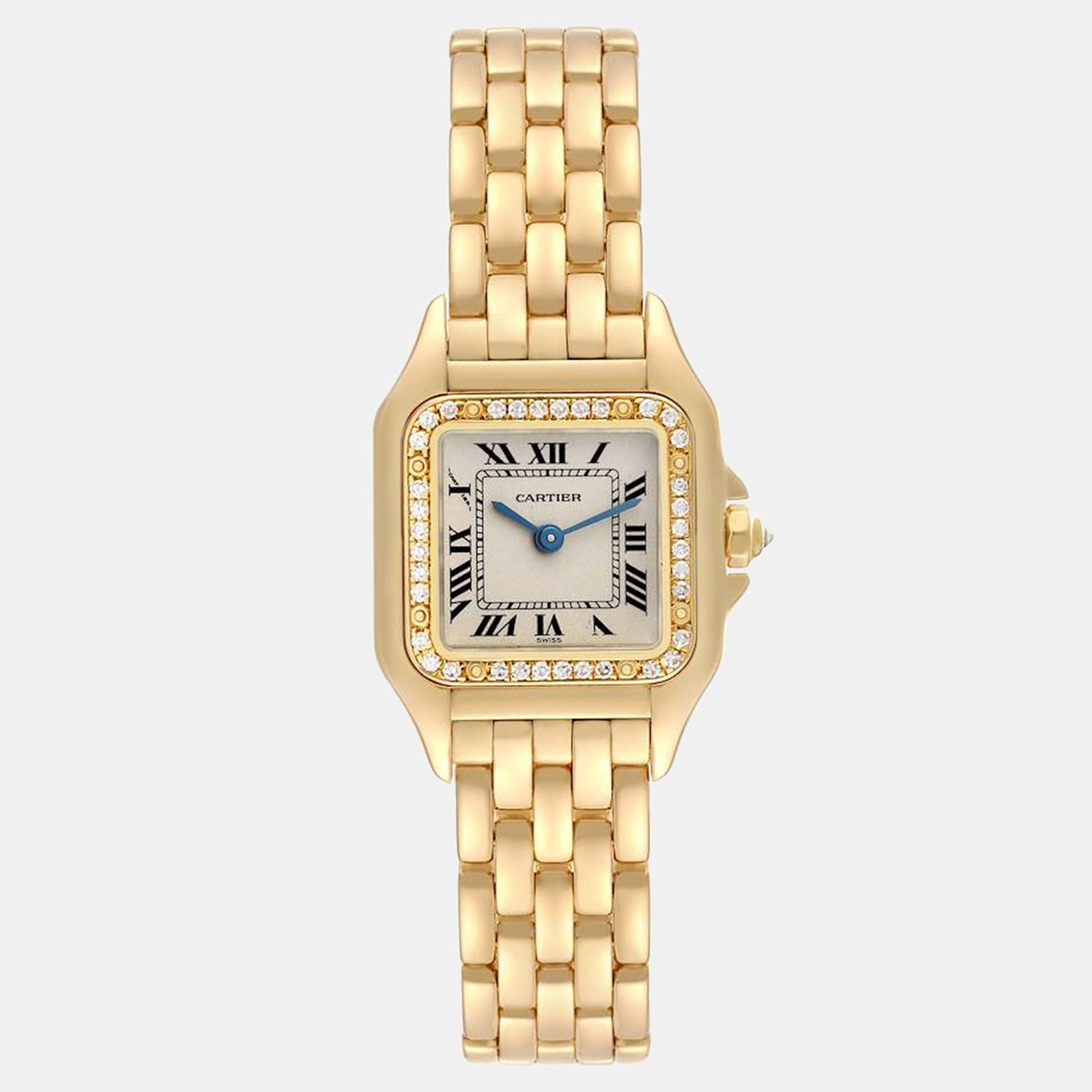 

Cartier Panthere Yellow Gold Diamond Ladies Watch WF3070B9 22 mm, Silver