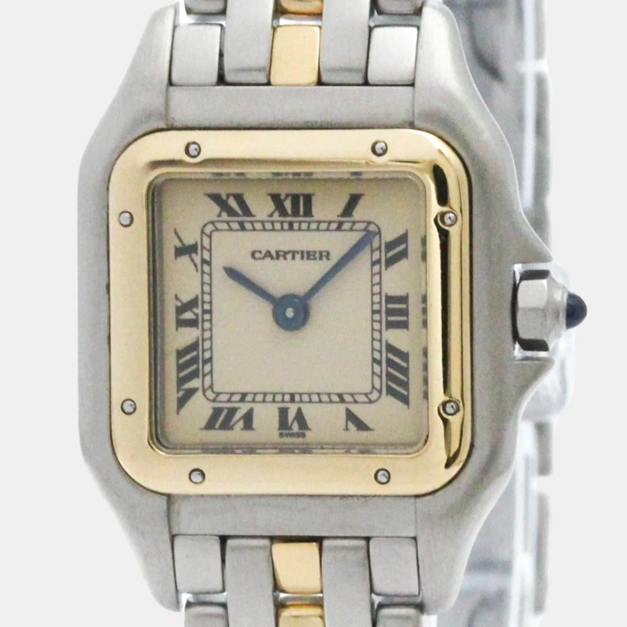 

Cartier Ivory 18k Yellow Gold Stainless Steel Panthere Quartz Women's Wristwatch 24 mm, White