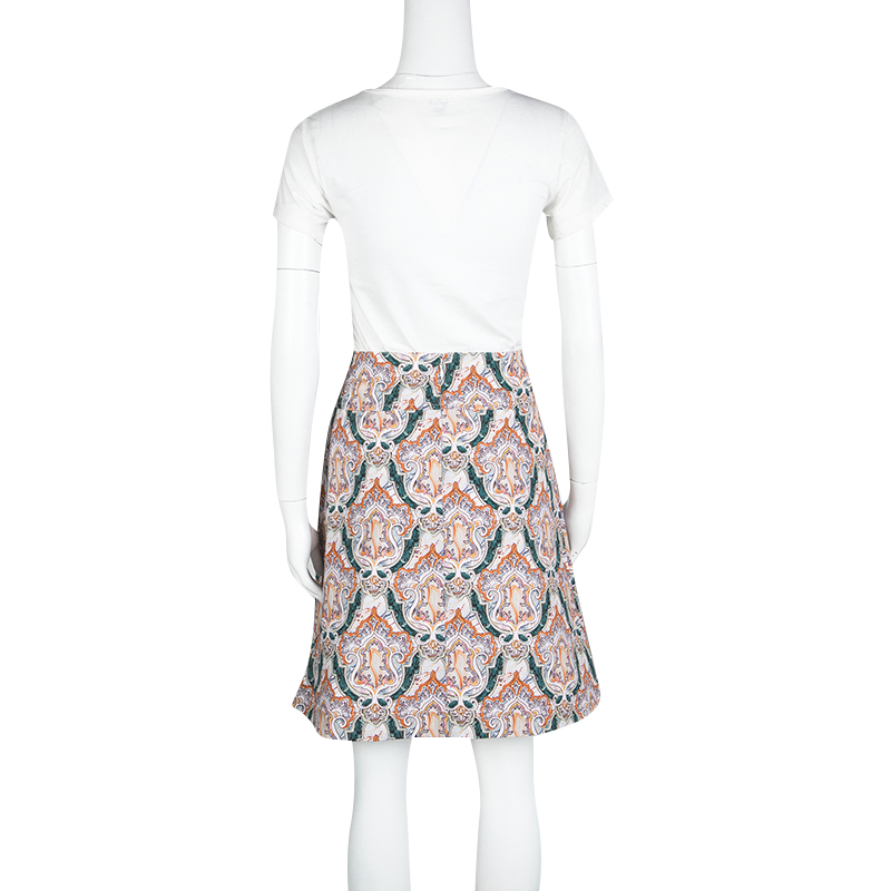Carven Multicolor Printed Cotton Poplin Skirt M