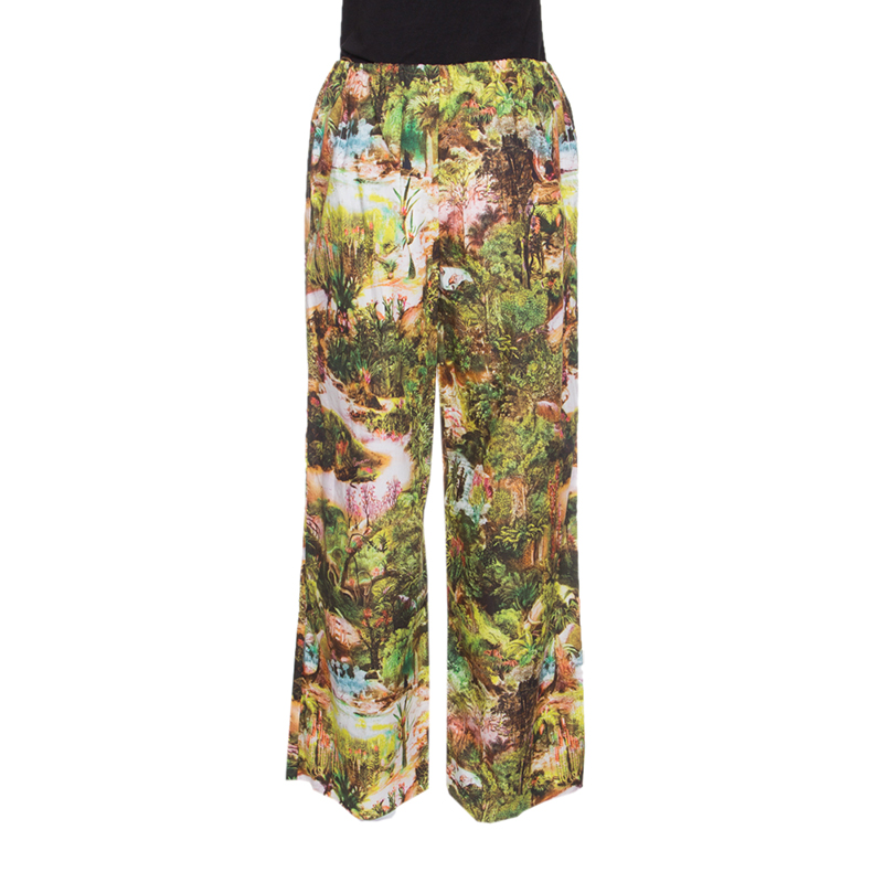 

Carven Multicolor Havana Jungle Print Elasticized Waist Cotton Poplin Pants