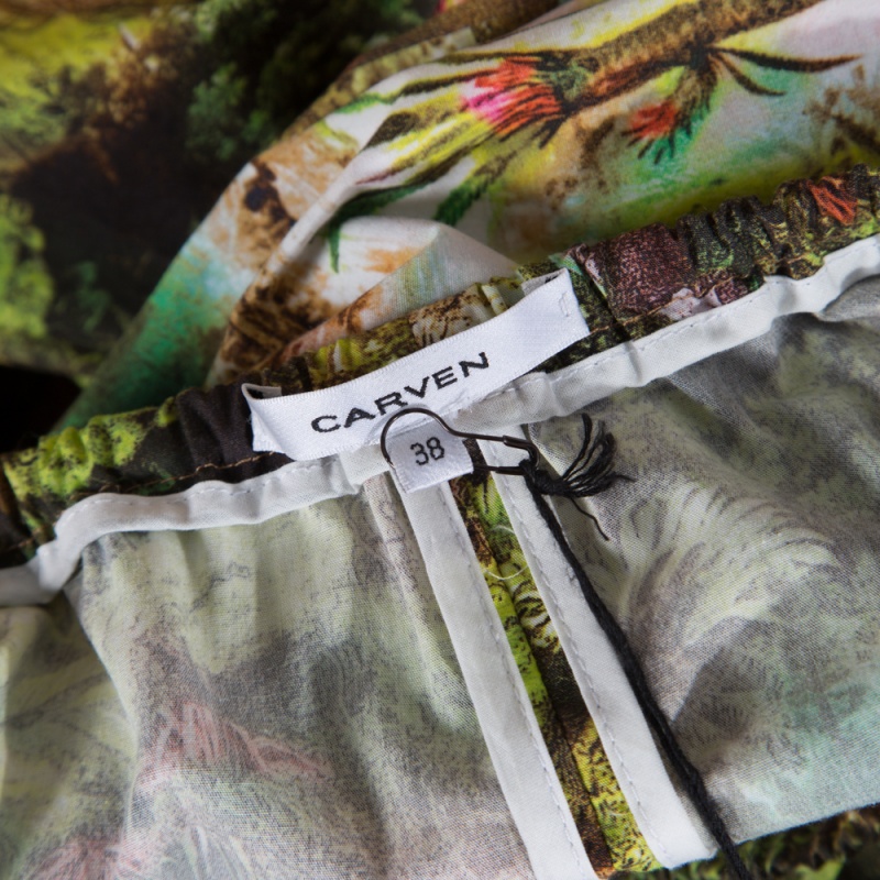 Carven Multicolor Havana Jungle Print Elasticized Waist Cotton Poplin Pants M