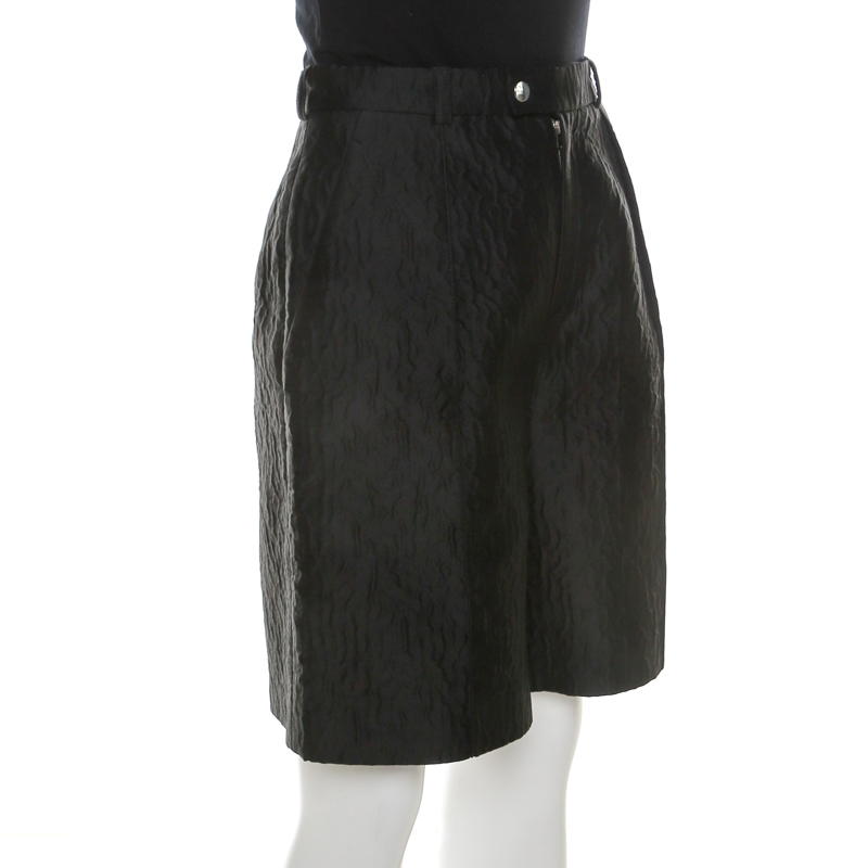 

Carven Black Textured High Waist Cloque Shorts