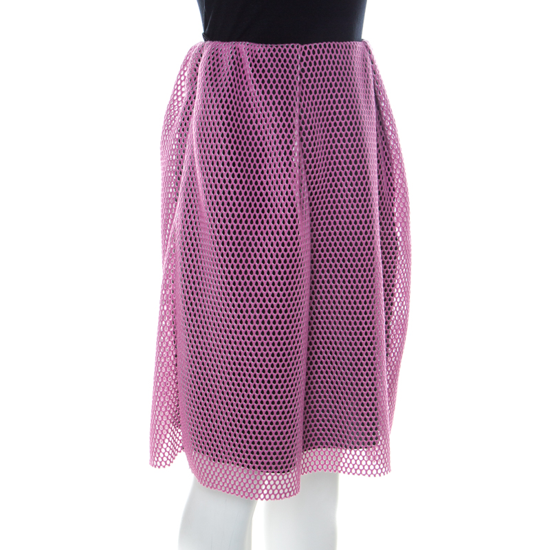 

Carven Pink & Black Mesh Layered Skirt