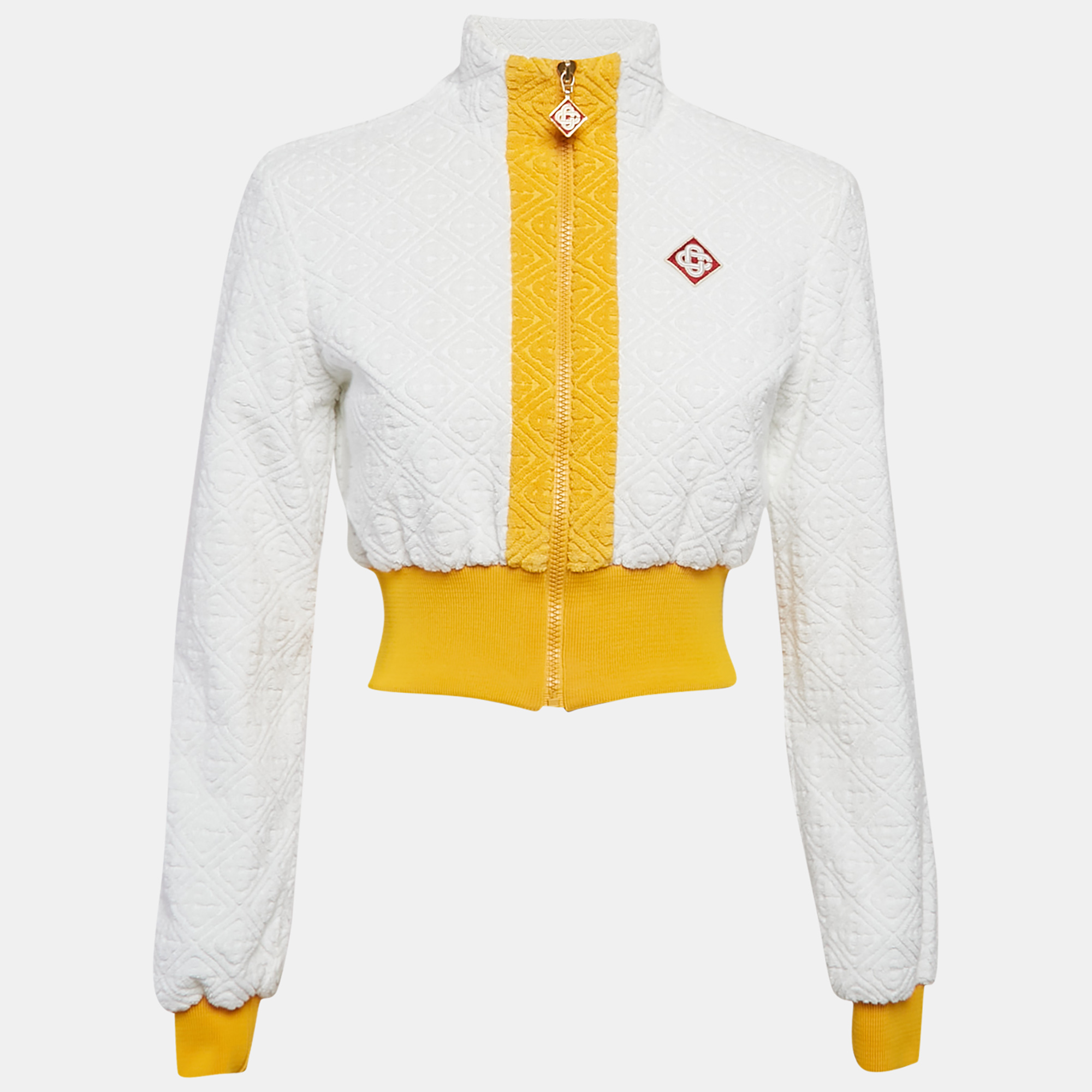 

Casablanca White Logo Embossed Terry Crop Track Jacket S