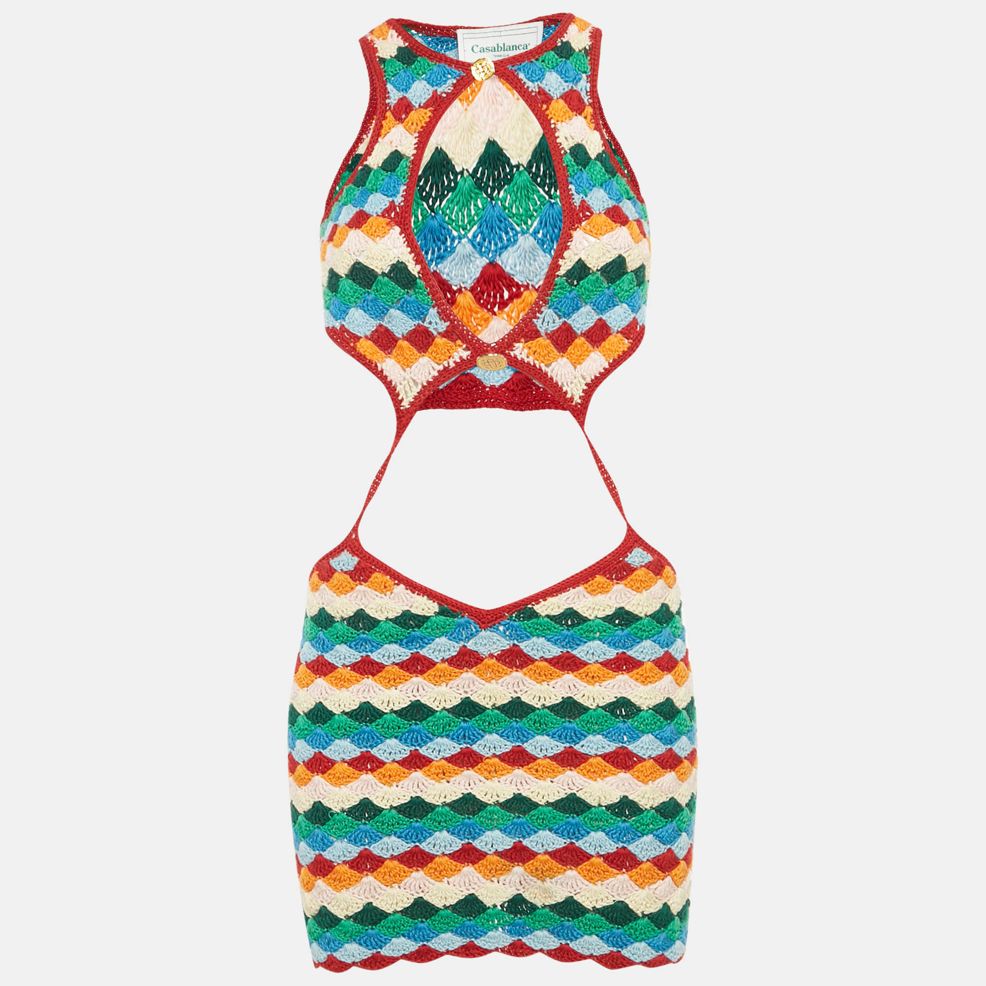 

Casablanca Multicolor Crochet Cutout Detailed Mini Dress XS