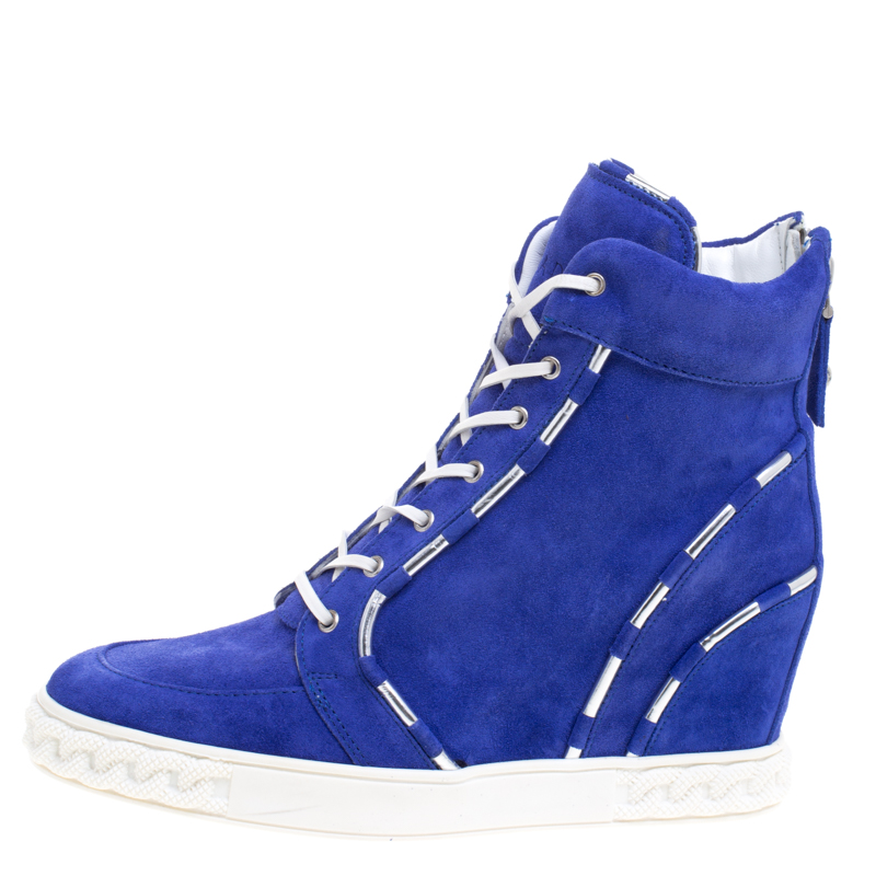

Casadei Blue Suede High Top Sneakers Size