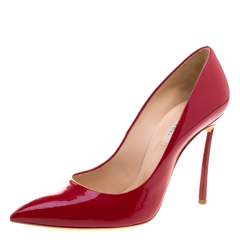 Pre Owned Casadei Red Patent Tiffany Pointed Toe Pumps Size 40