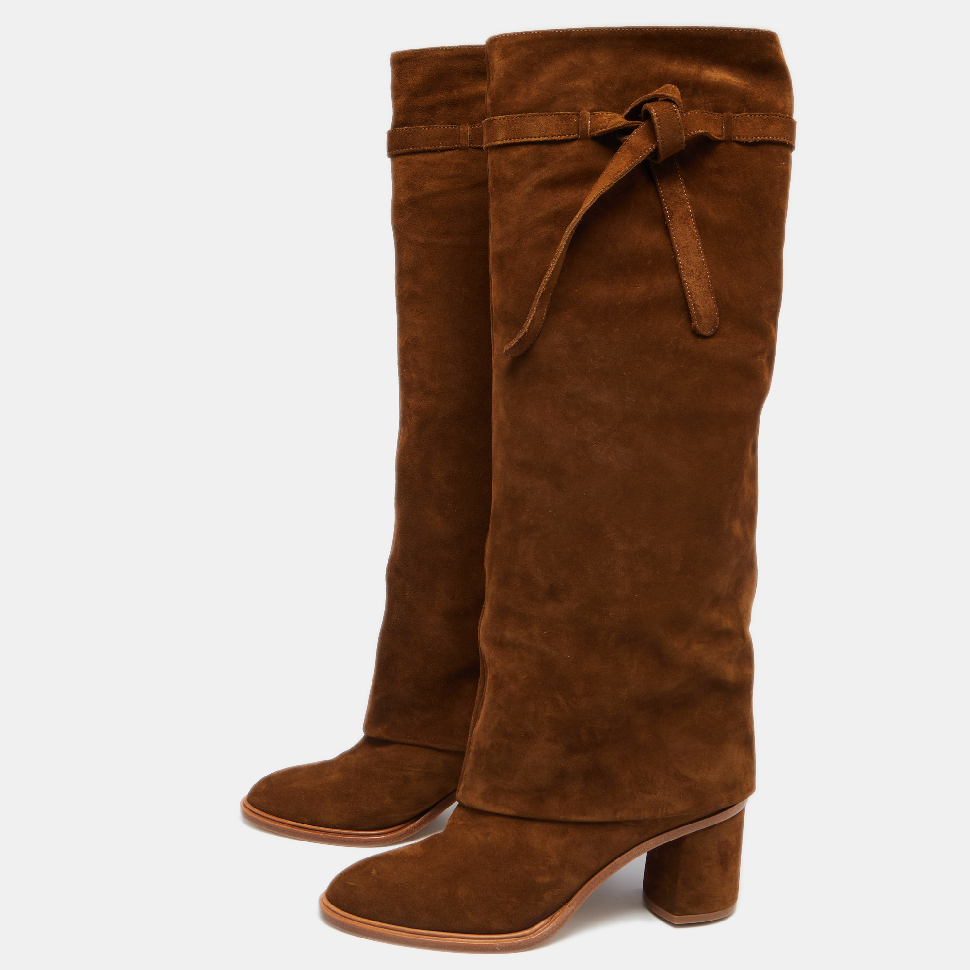 

Casadei Brown Suede Knee-Length Boots Size