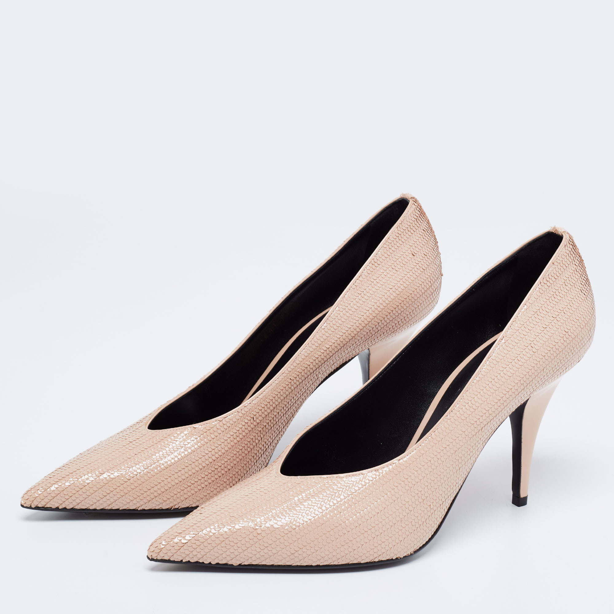 

Casadei Beige Texture Leather Pointed Toe Pumps Size