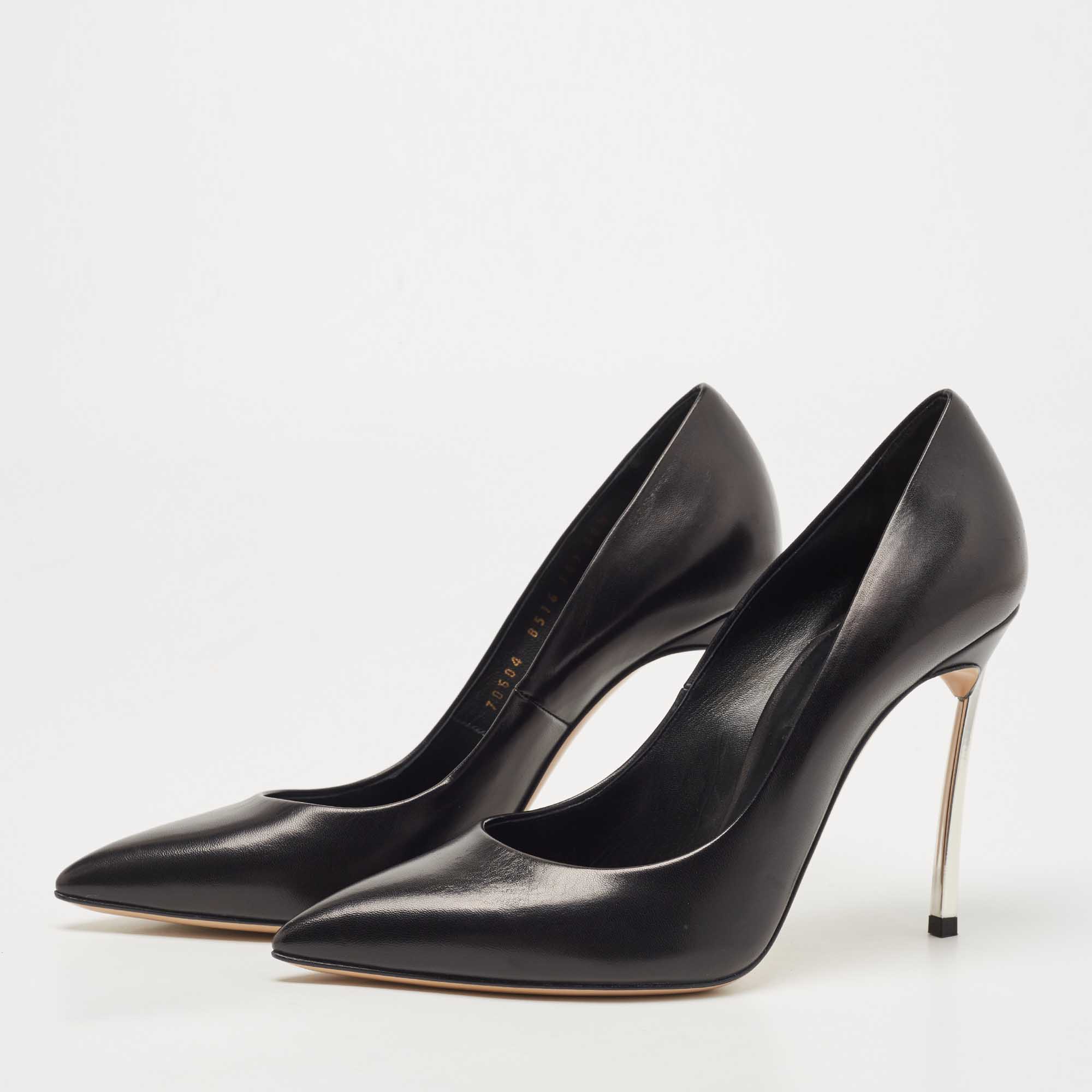

Casadei Black Leather Blade Pumps Size