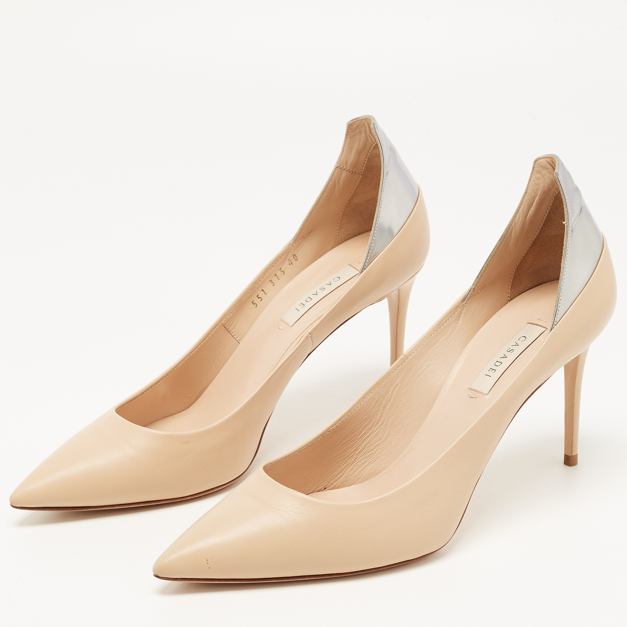 

Casadei Beige/Silver Leather Pumps Size