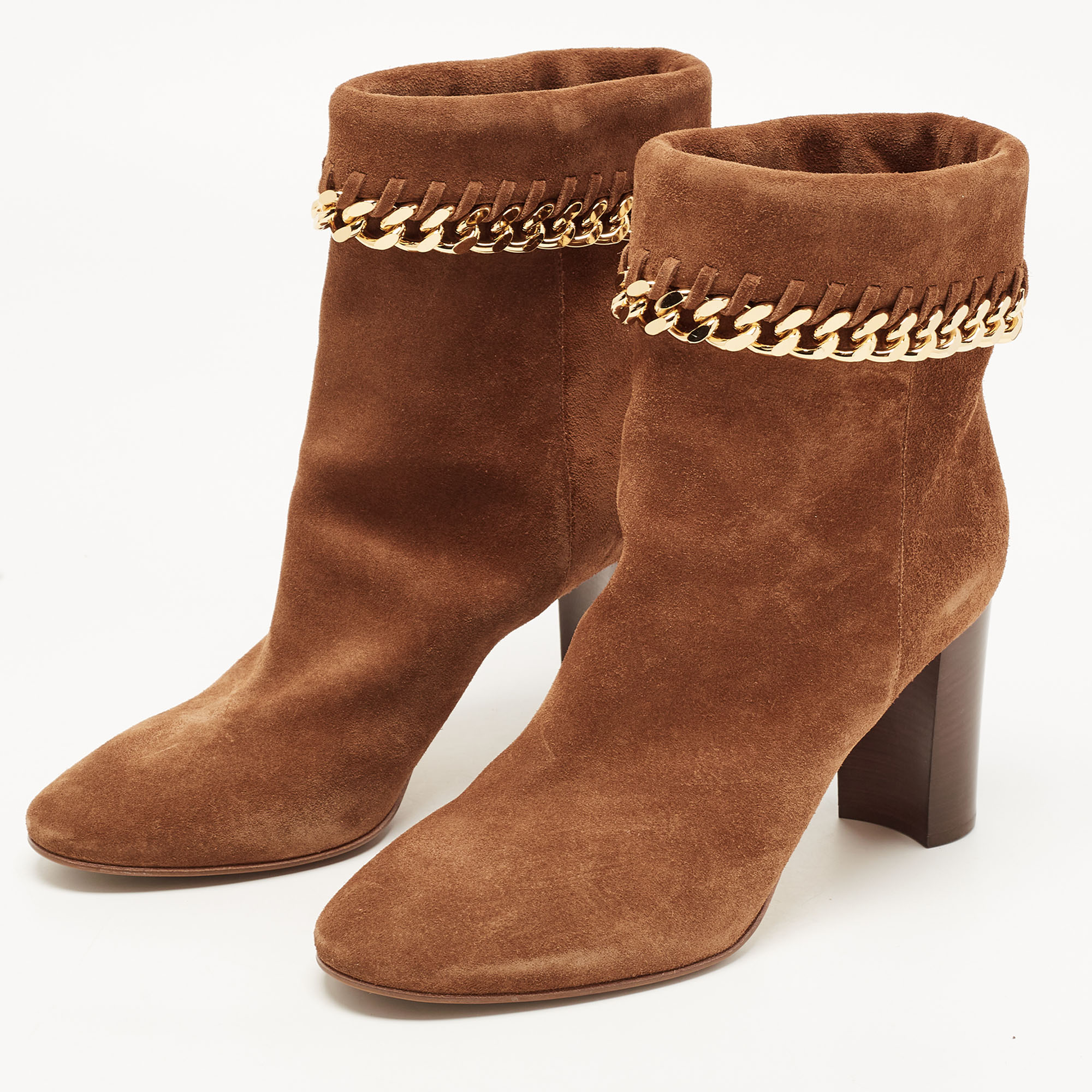 

Casadei Brown Suede Chain Detail Ankle Boots Size