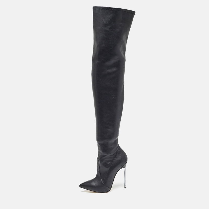 

Casadei Black Leather Blade Over The Knee Length Boots Size