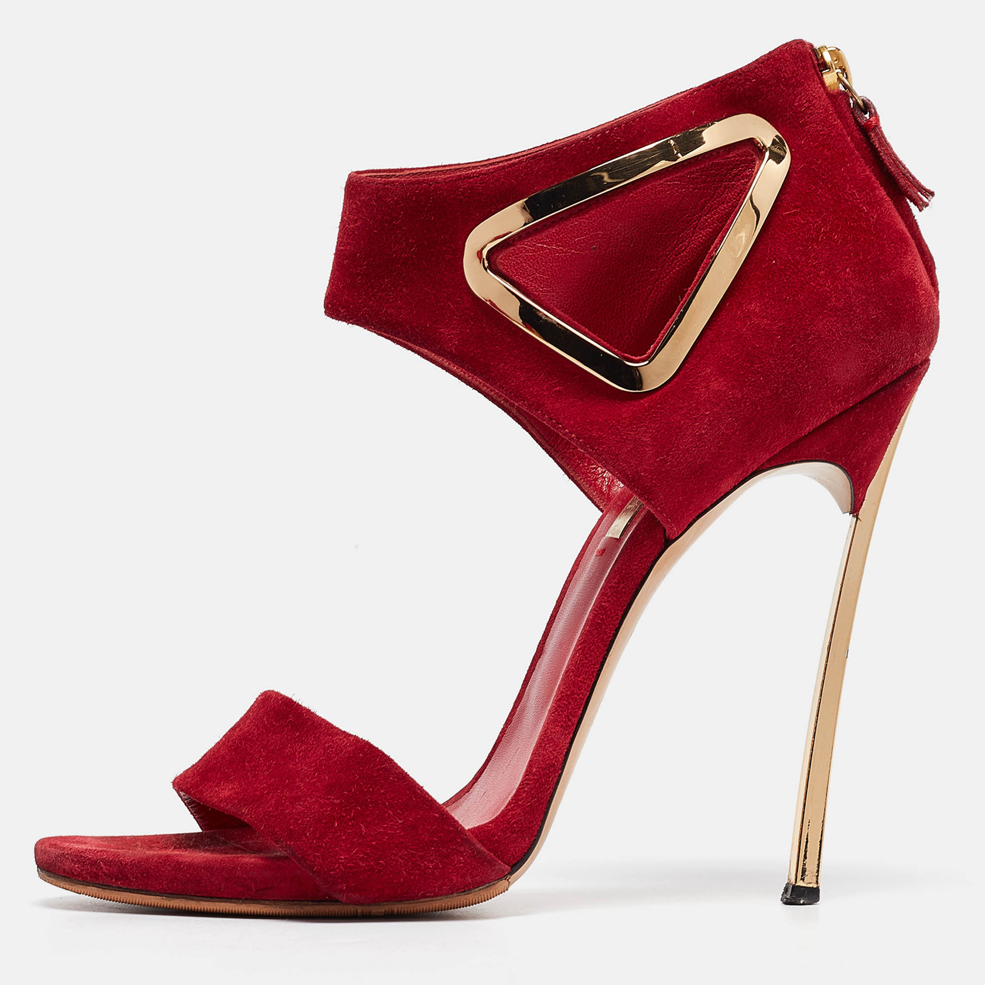 

Casadei Red Suede Ankle Strap Sandals Size 40