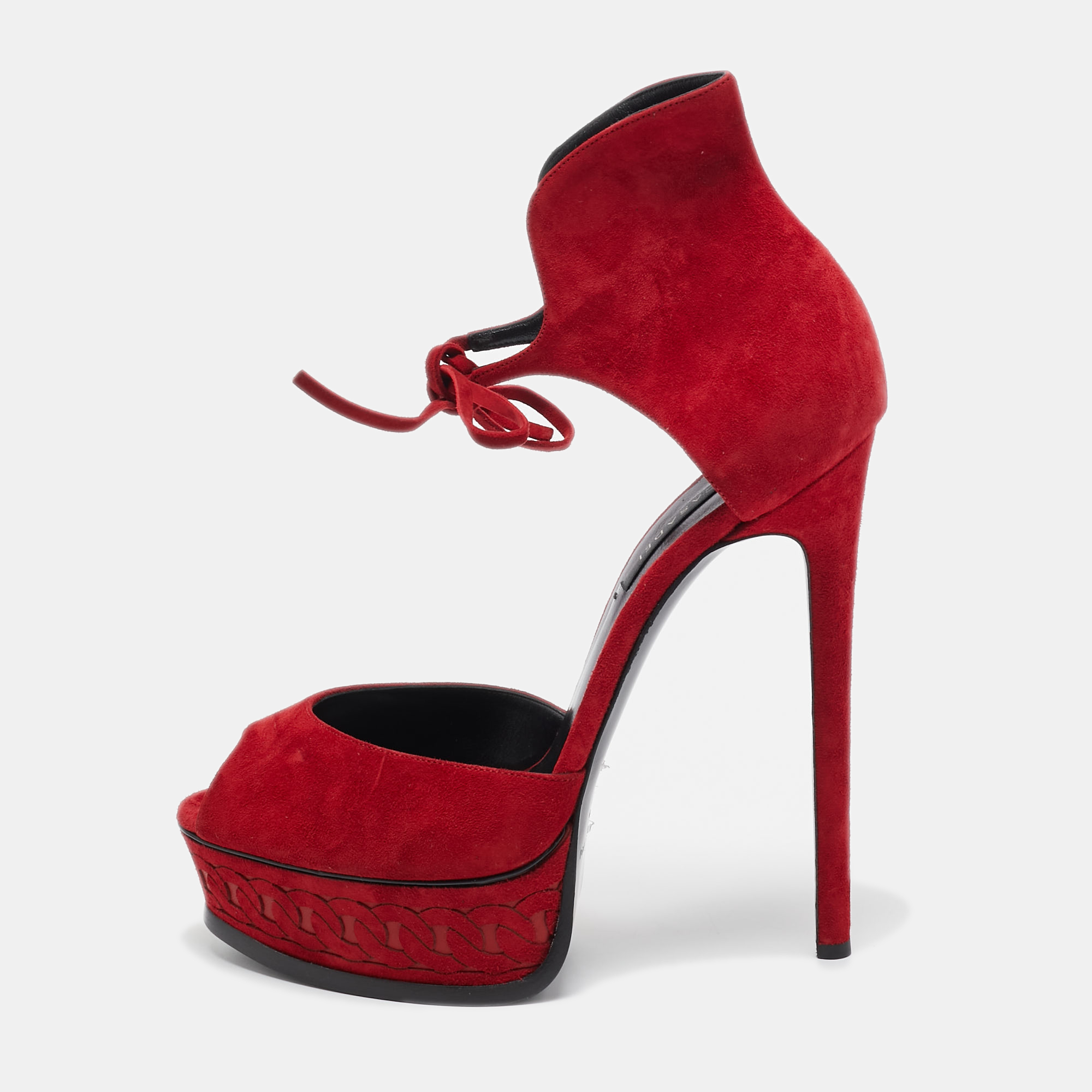 

Casadei Red Suede Ankle Strap Sandals Size 40