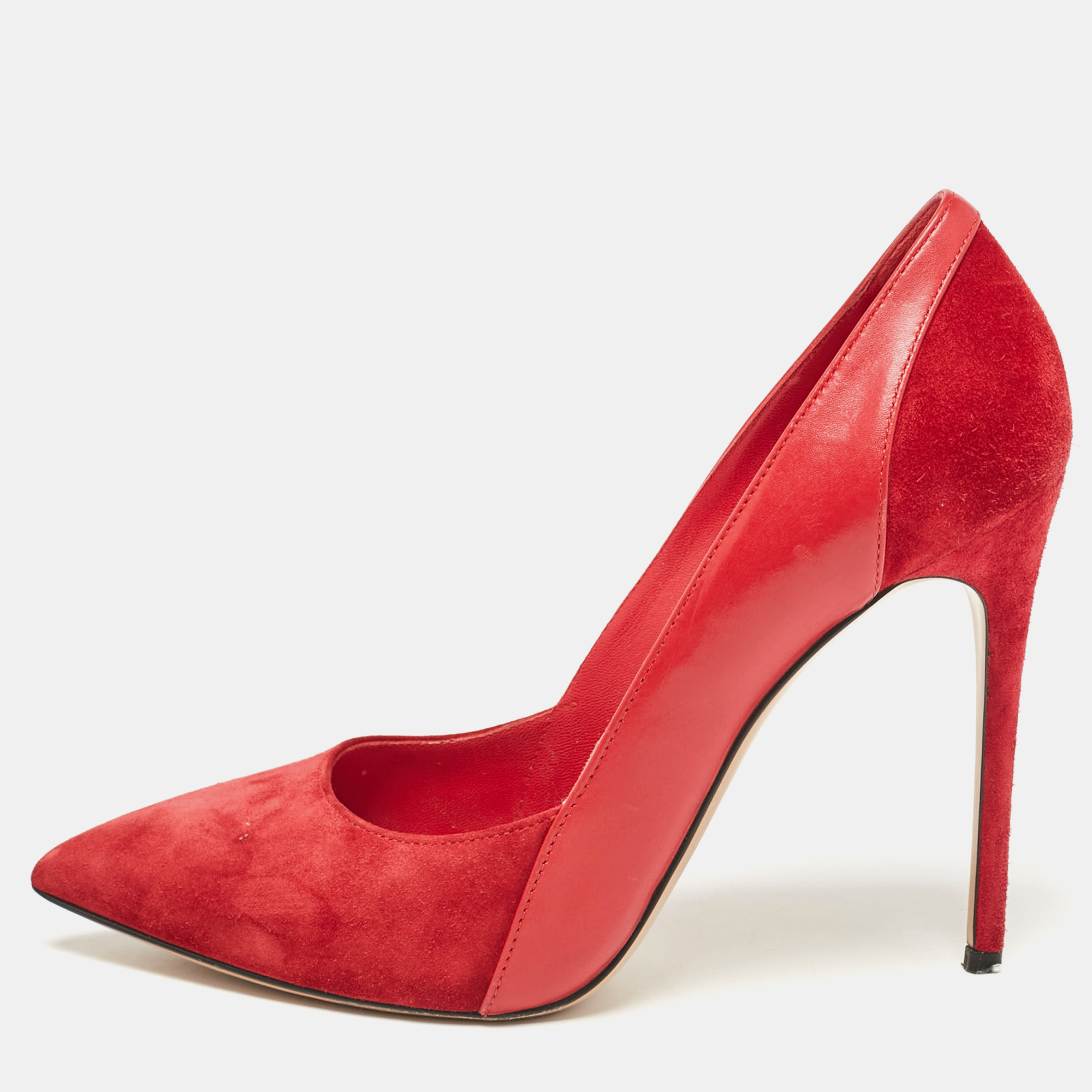 

Casadei Red Leather and Suede Pointed Toe Pumps Size 38