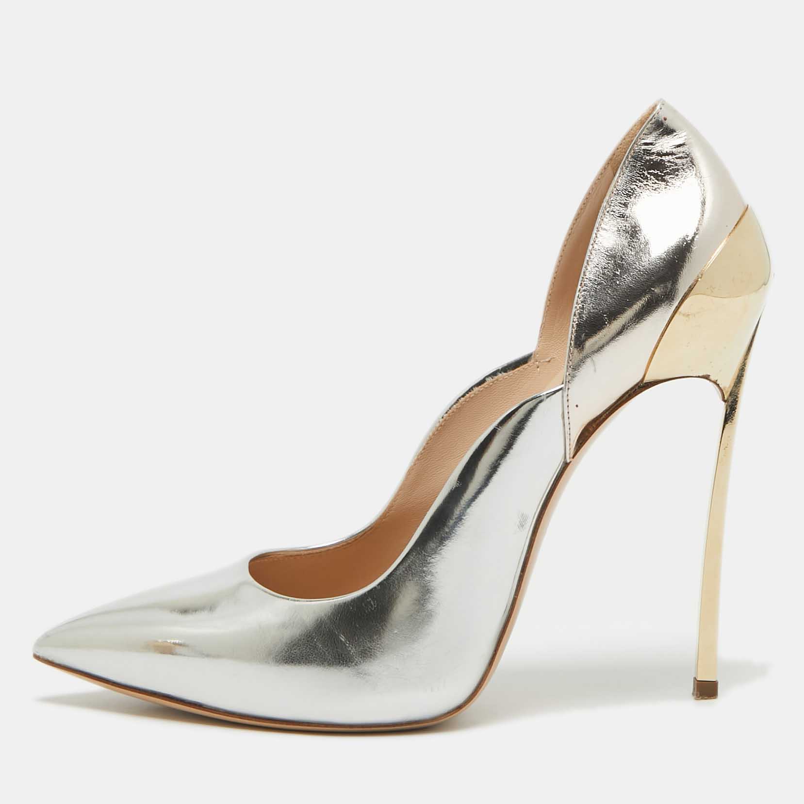 

Casadei Tricolor Leather Pointed Toe Pumps Size 39, Silver