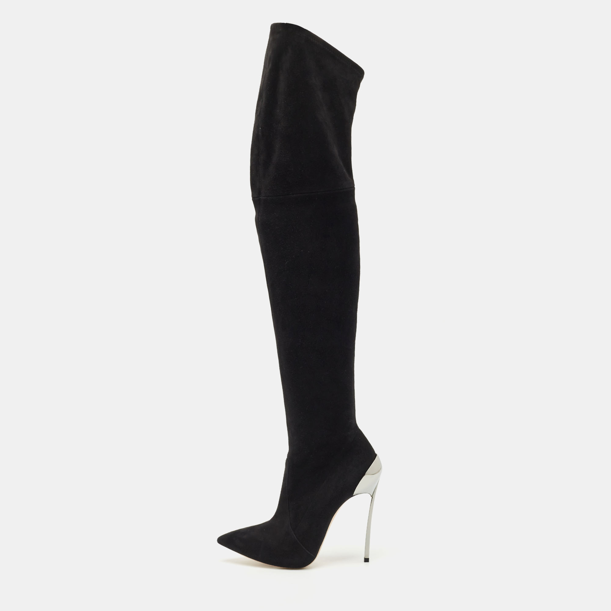 

Casadei Black Suede Blade Over The Knee Boots Size