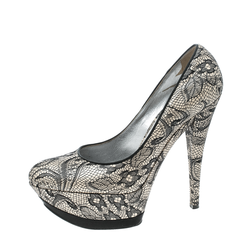 

Casadei Black Lace Platform Pumps Size