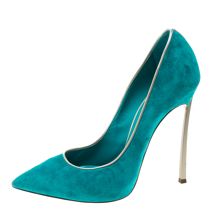 

Casadei Aqua Green Suede Pointed Toe Pumps Size