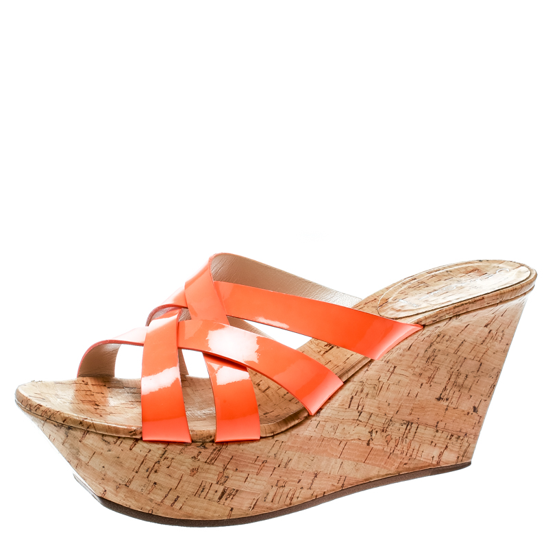 orange platform flip flops