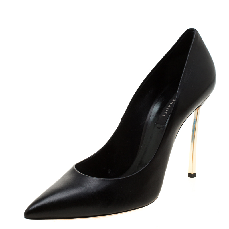 Casadei Black Leather Pointed Toe Pumps Size 40 Casadei | TLC
