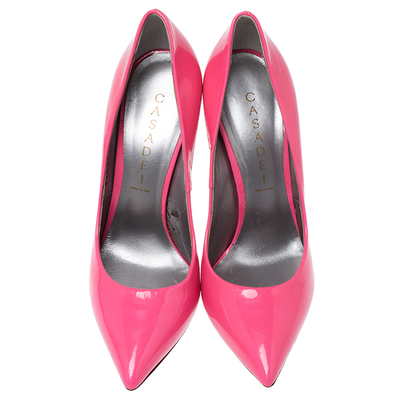 Casadei Neon Pink Patent Leather Blade Heel Pumps Size 37 Casadei | TLC