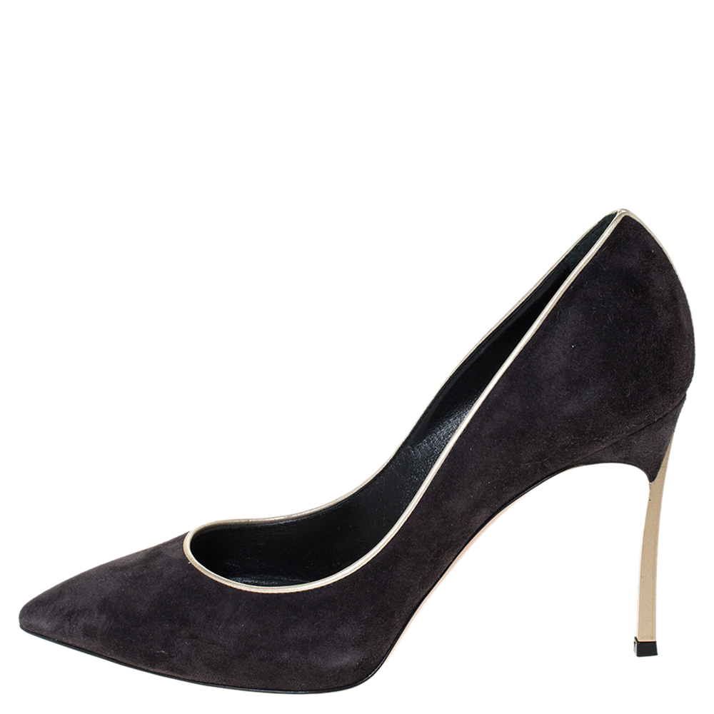 

Casadei Dark Grey Suede Blade Heel Pumps Size