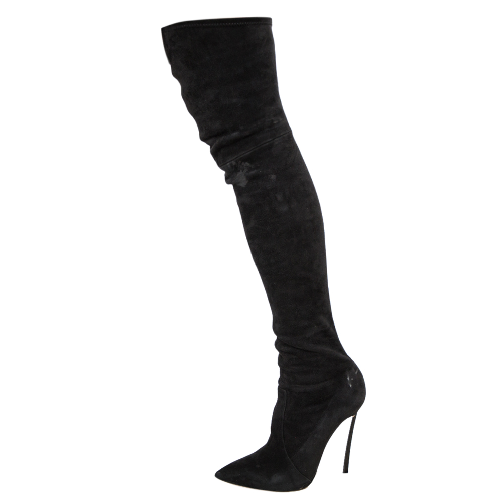 

Casadei Black Suede Over The Knee Boots Size