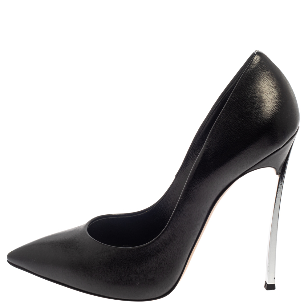 

Casadei Black Leather Pointed Toe Pumps Size