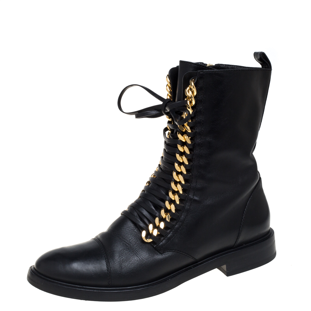 

Casadei Black Leather 'City Rock' Ankle Boots Size