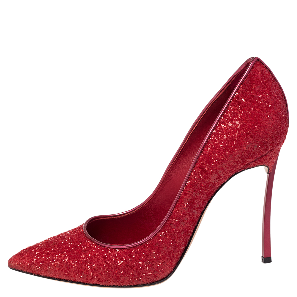 

Casadei Red Sequin Pointed Toe Pumps Size