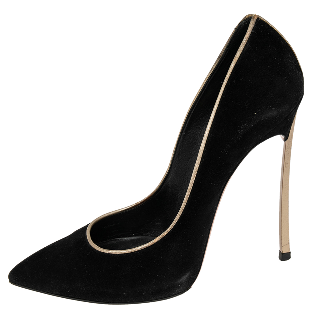 

Casadei Black Suede Pointed Toe Pumps Size
