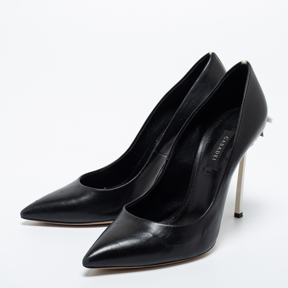 

Casadei Black Leather Blade Pumps Size