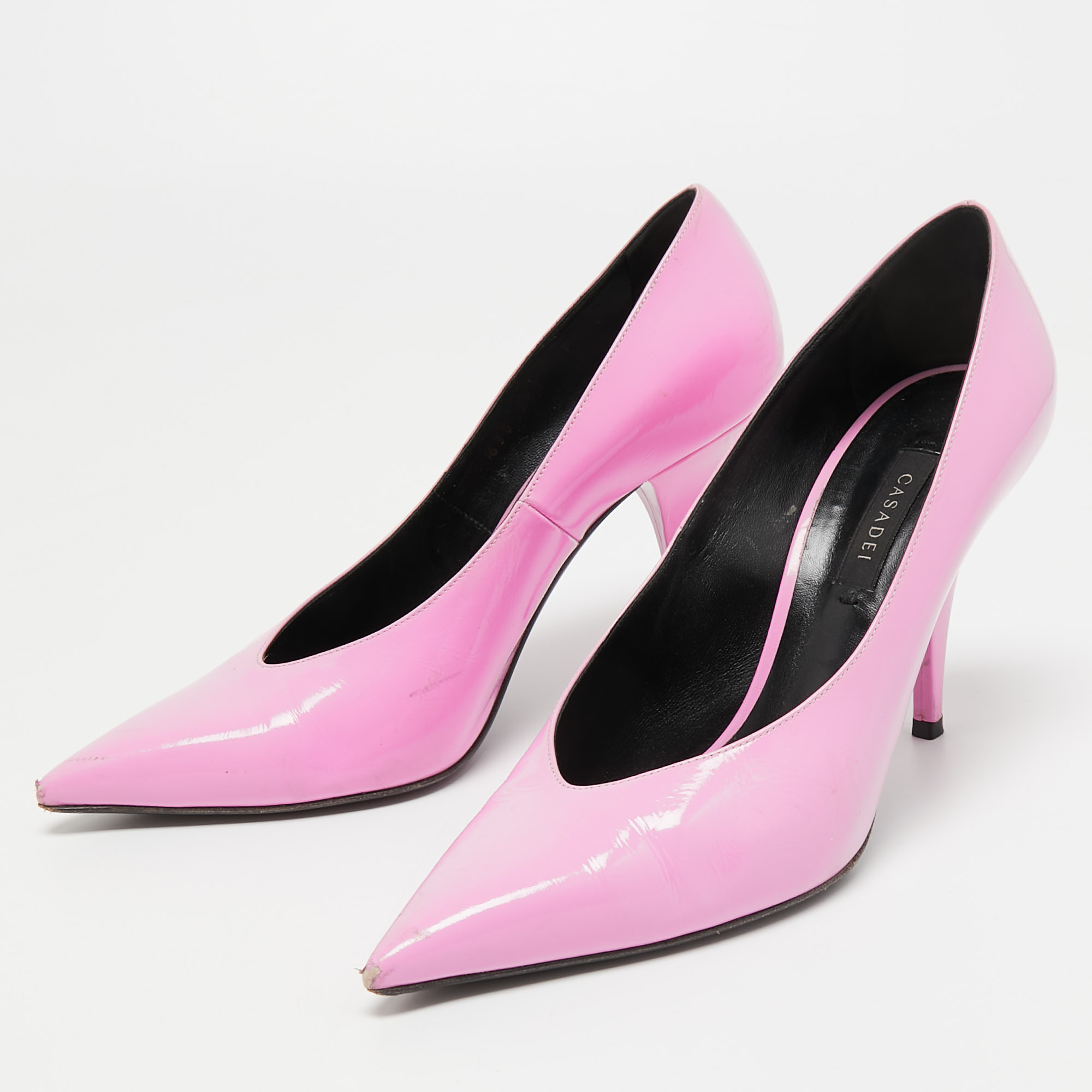 

Casadei Pink Patent Leather Pointed Toe Pumps Size