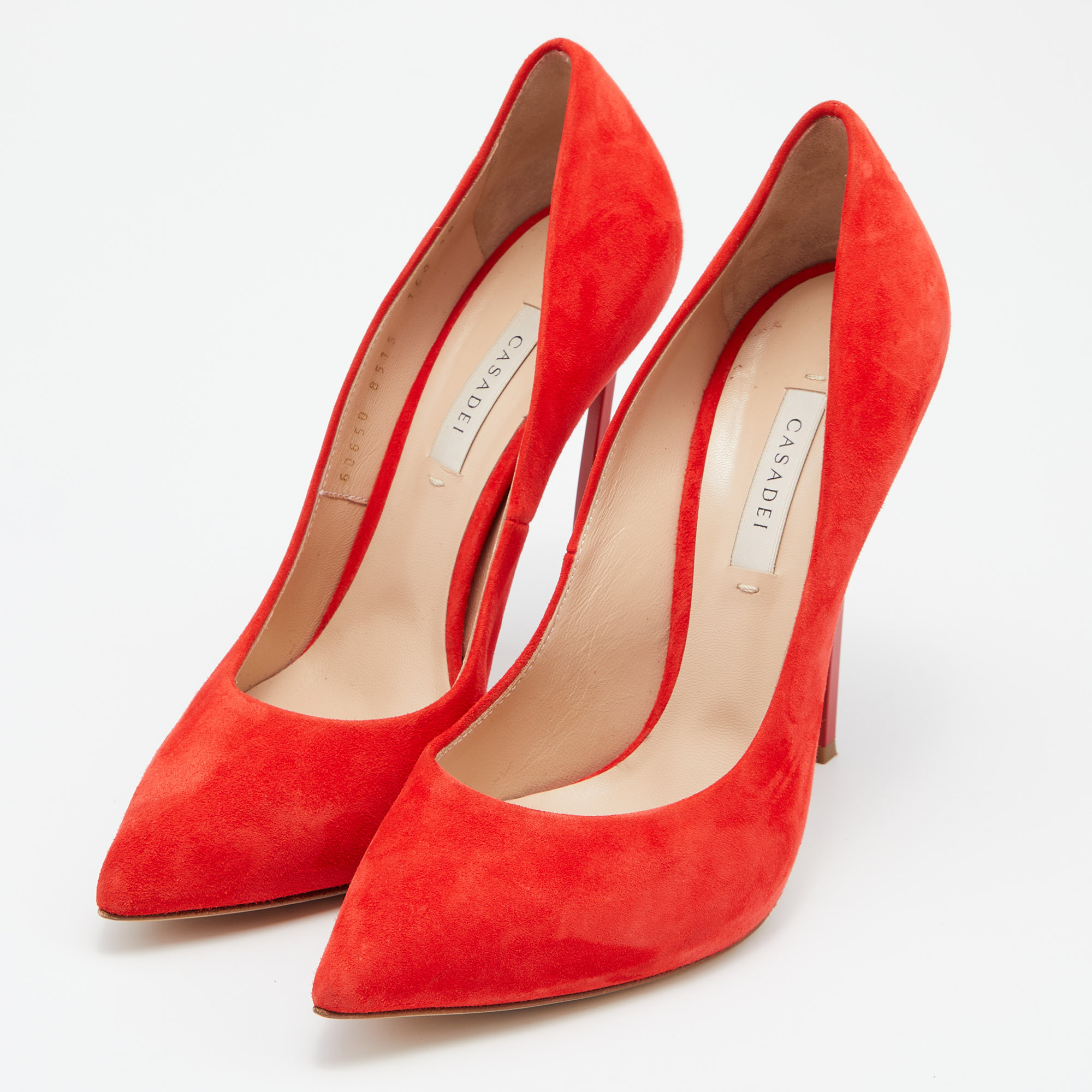 

Casadei Red Suede Pointed Toe Pumps Size