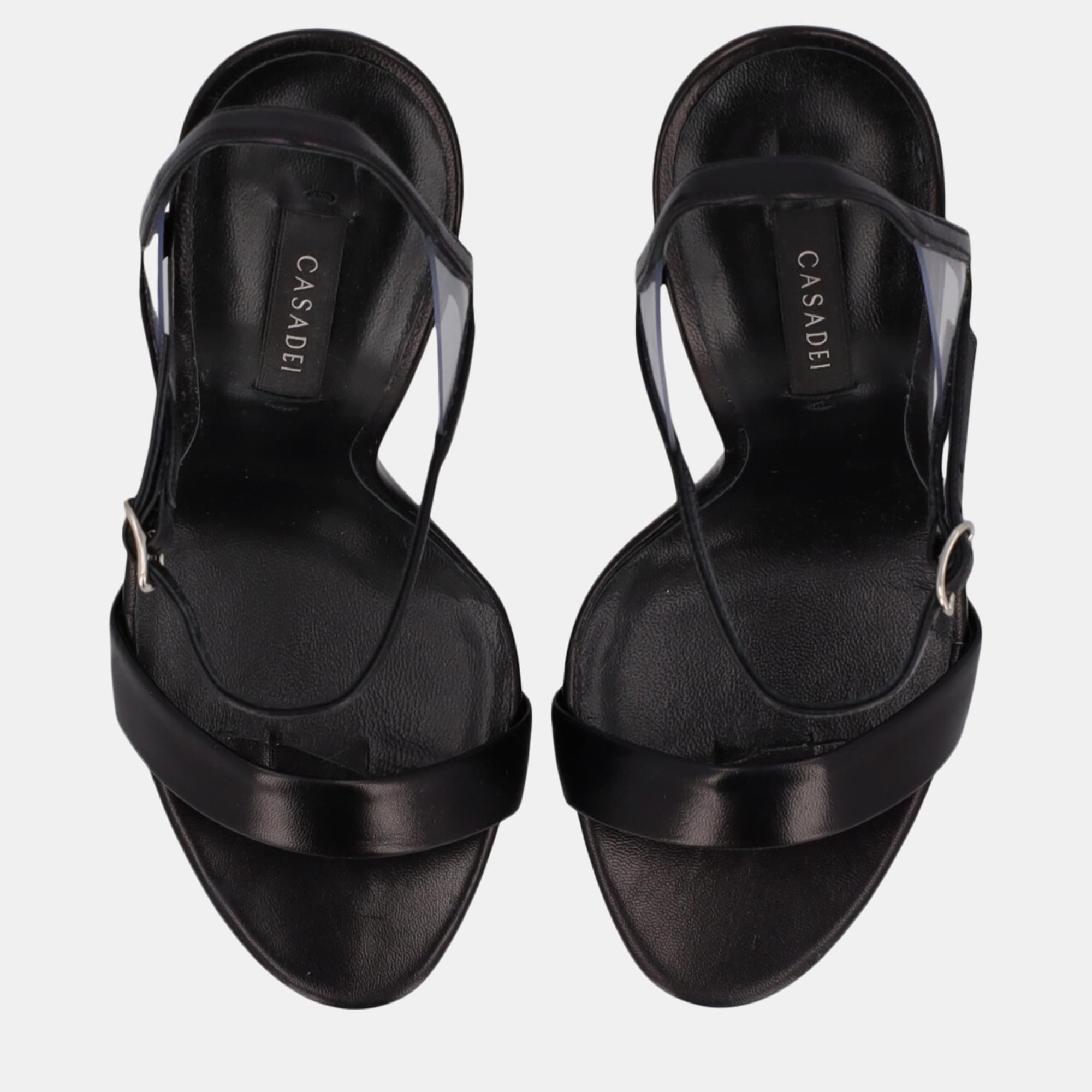 

Casadei Women's Leather Sandals - Black - EU