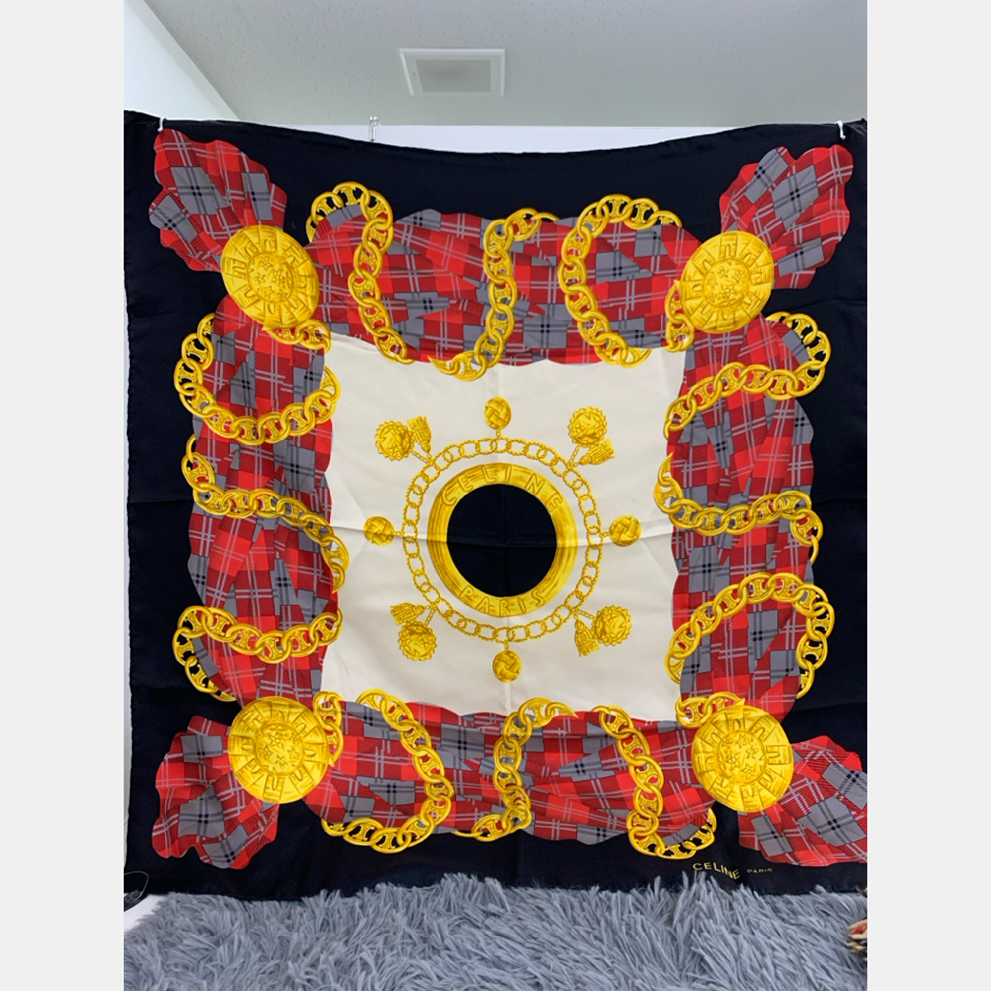 

Celine Black Silk Scarf